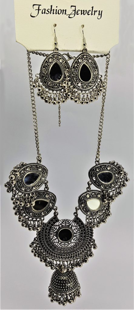 Necklace Set Silver Trendy Mirror 